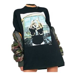 Tupac Ladies 100% Cotton Black Printed Short Sleeve T-Shirt Dress - size 8